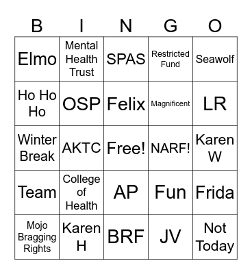 Business Team Bingo Card