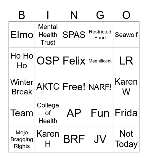 Business Team Bingo Card