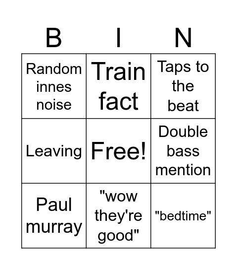 Innes bingo Card