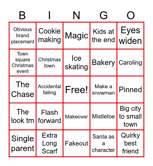 cheesy christmas movie Bingo Card