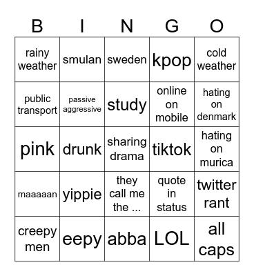 Nom Bingo 2025 Bingo Card