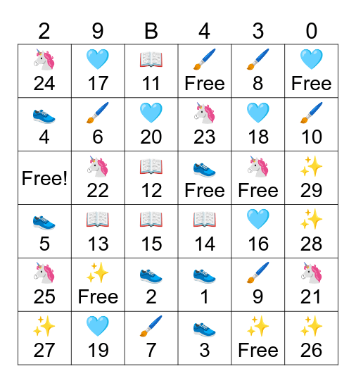 29 before 30 Bingo Card