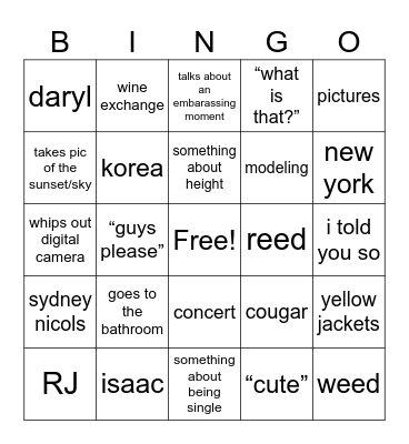 emma bingo Card