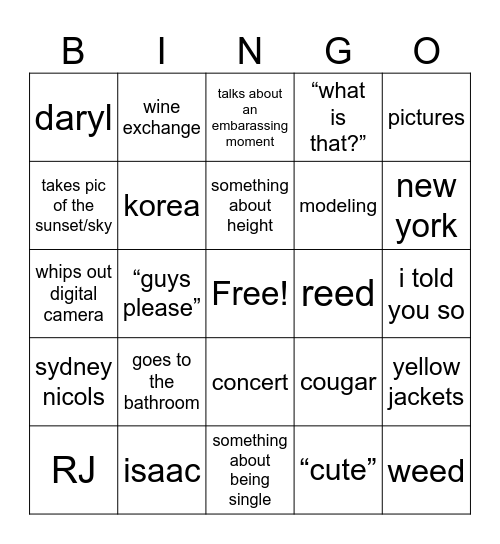 emma bingo Card