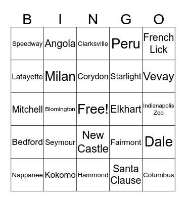 INDIANA TRIVIA Bingo Card