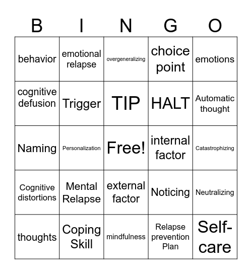 EOP Content Review Bingo Card