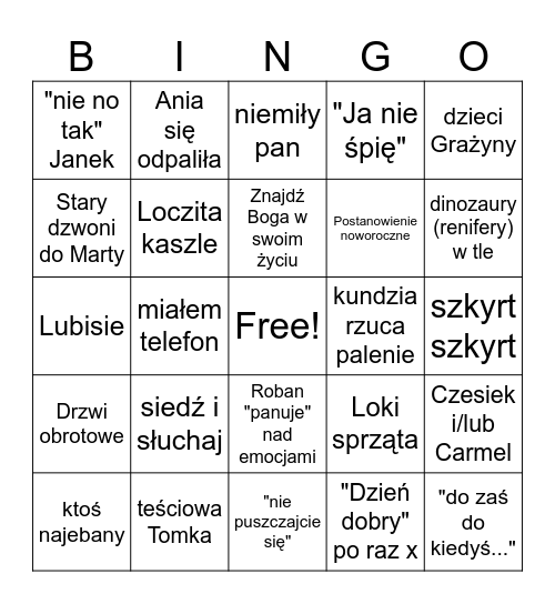 BINGO PSŻvs Bingo Card