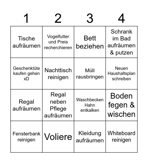 Haushaltsbingo Card