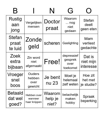 Kerst bij Vienerius Bingo Card