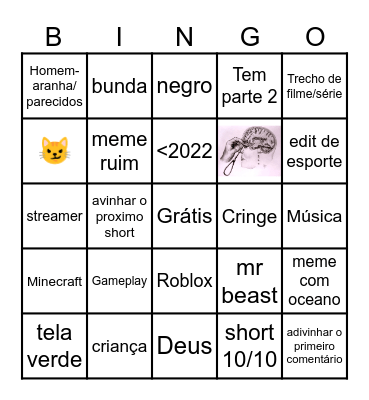 Bingo Shorts Bingo Card