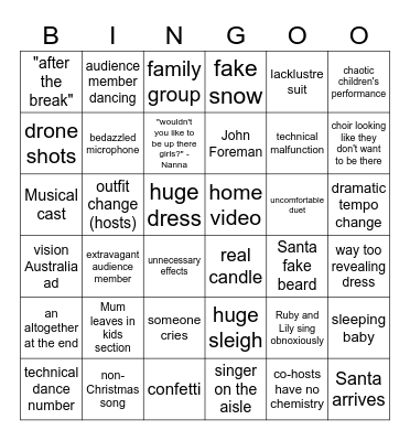 Carols by Candlelight Bingo Card