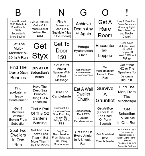 Pressure Bingo Card