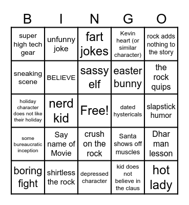 The Red One Bingo Card
