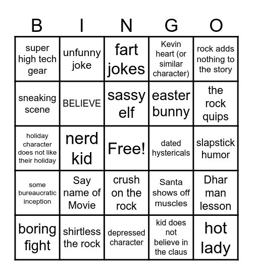 The Red One Bingo Card