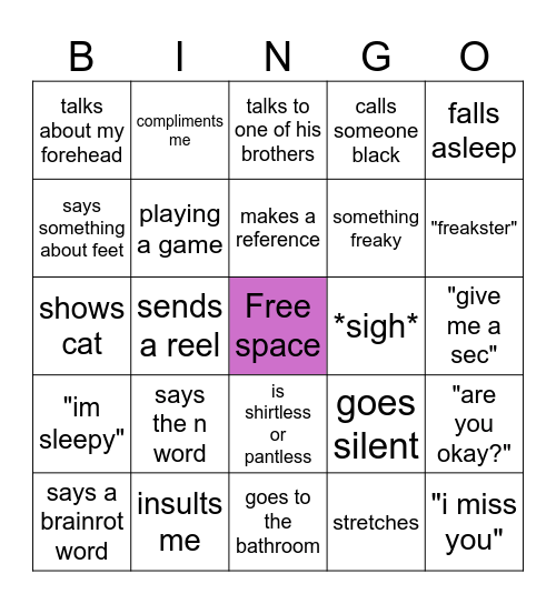 call with bf bingo Card