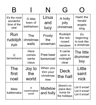 Christmas Classics Bingo Card