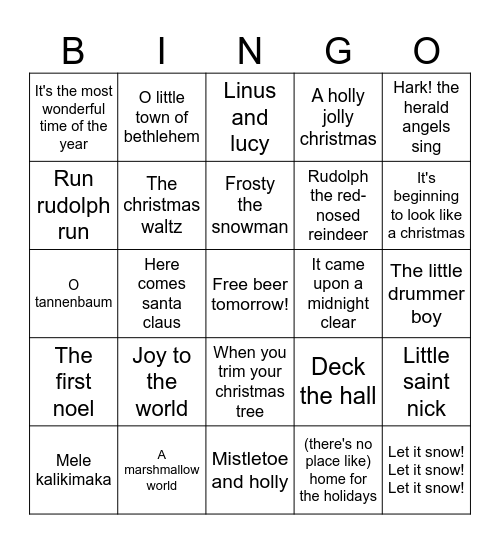 Christmas Classics Bingo Card