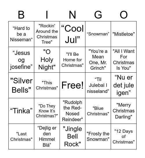 Jule Bingo Card