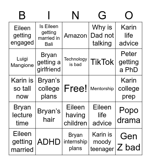 2024 Holiday Season Bingo Card