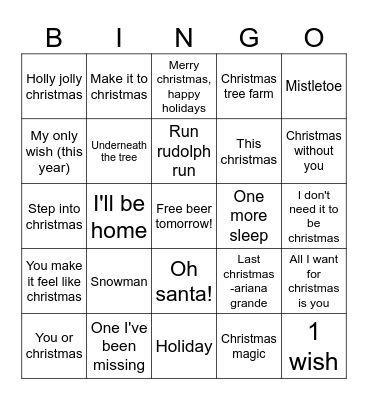 Pop Christmas Bingo Card