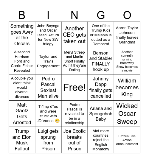 2025 Bingo Card