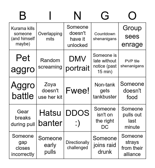 Chaotic Mem Bingo Card