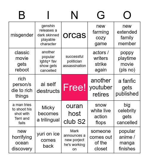 2025 Bingo Card