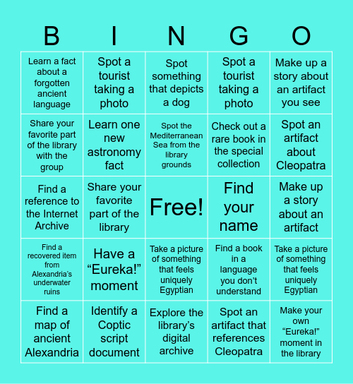 Bibliotheca de Alexandra Bingo Card