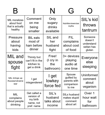 Deaddeadinthebed's christmas bingo Card