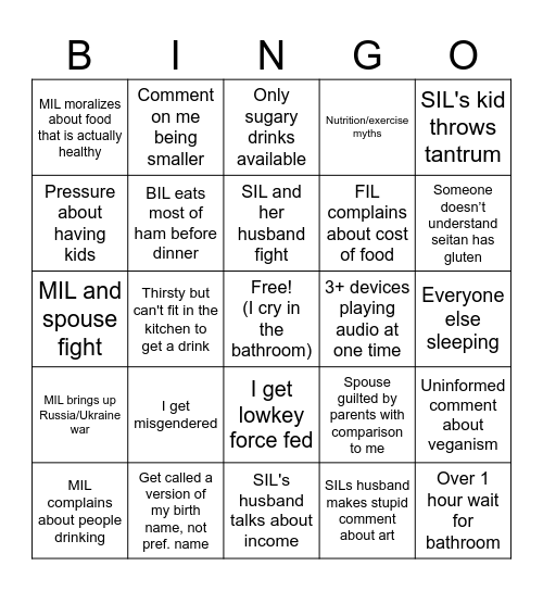 Deaddeadinthebed's christmas bingo Card