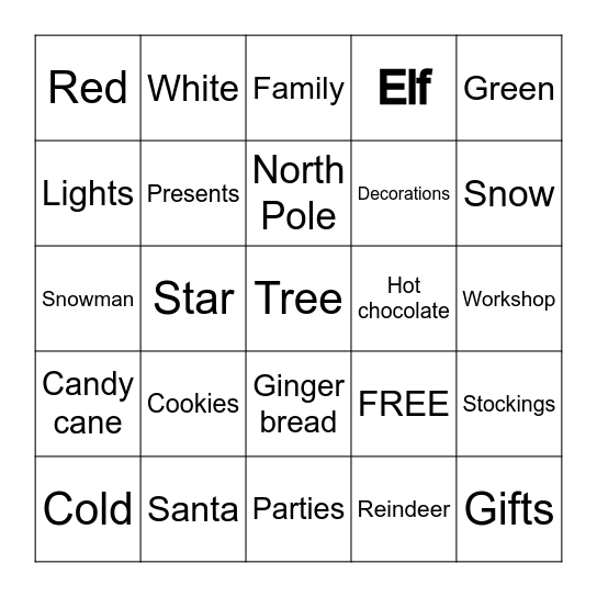 Christmas Bingo Card