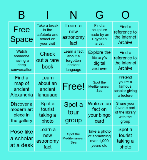 Bibliotheca de Alexandra Bingo Card