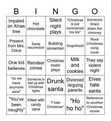 Violent night Bingo Card