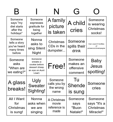 Giacona Christmas Bingo! Bingo Card