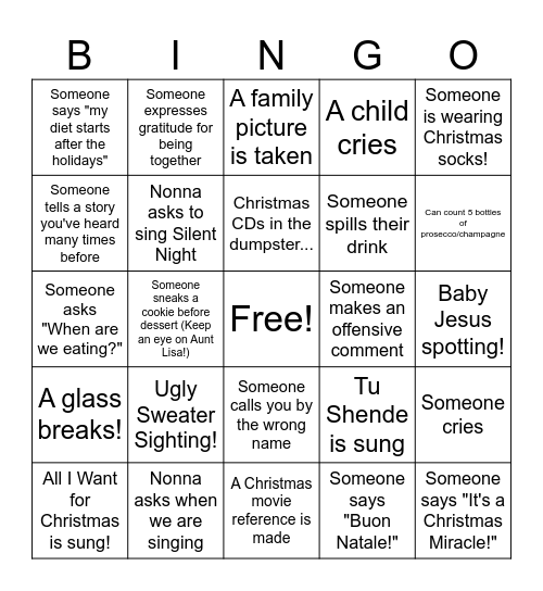 Giacona Christmas Bingo! Bingo Card