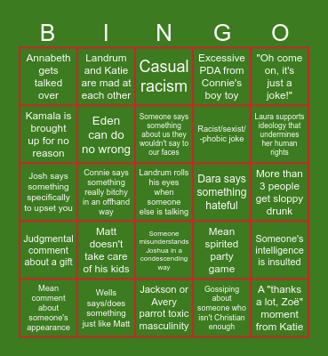 Specific family bingo Card