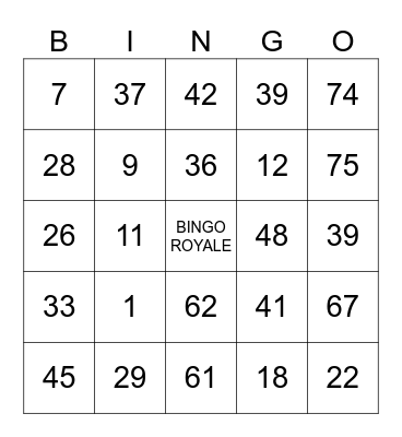 BINGO ROYALE Bingo Card