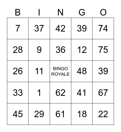 BINGO ROYALE Bingo Card