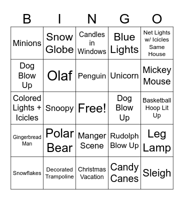Nester Driving Christmas Bingo Card