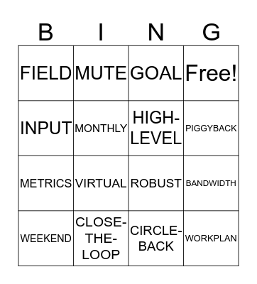 Buzz Word Bingo Card