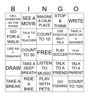 COPING SKILLS Bingo Card