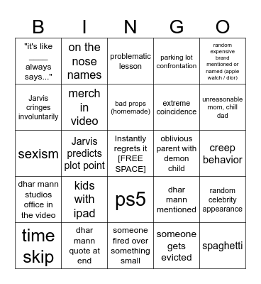 Dhar Mann Bingo v4 Bingo Card