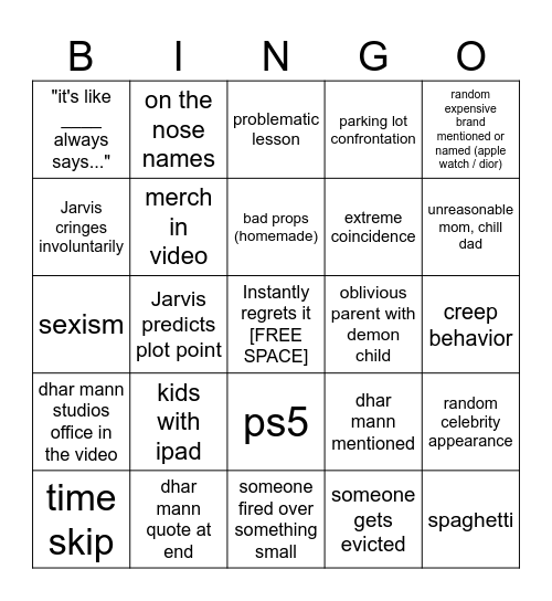 Dhar Mann Bingo v4 Bingo Card