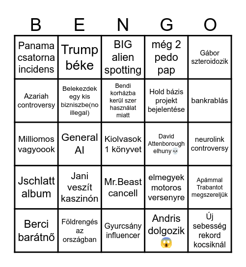 2025 Bengo Bingo Card