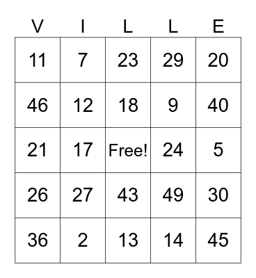 2024 Villegas Family Reunion Bingo Card