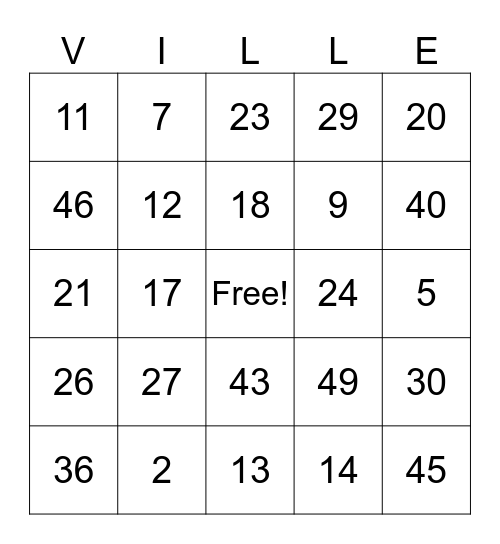 2024 Villegas Family Reunion Bingo Card