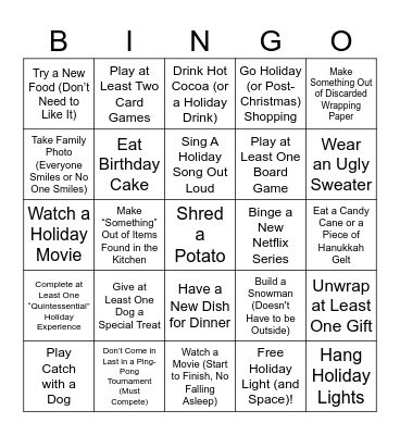 Holiday 2024 Bingo Card