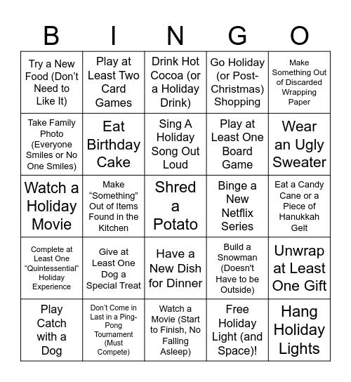 Holiday 2024 Bingo Card