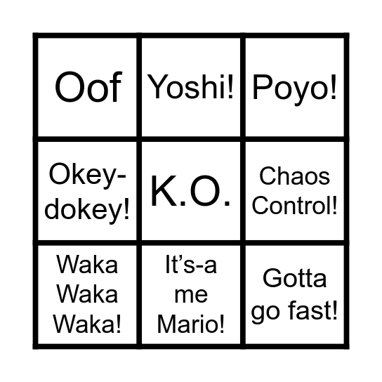 Video Games Catchphrases Bingo Card