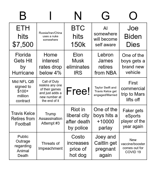 Curtis 2025 Bingo Card